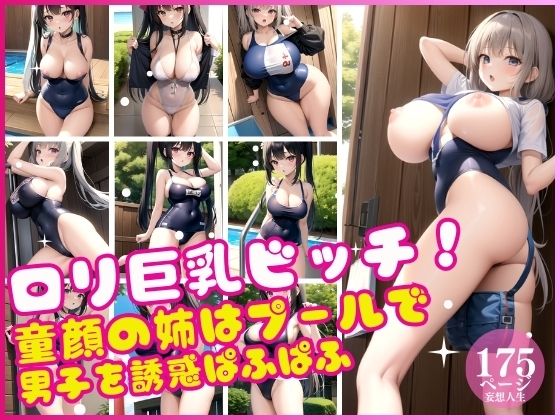 ロリ巨乳ビッチ！童顔の姉はプールで男子を誘惑ぱふぱふ_0