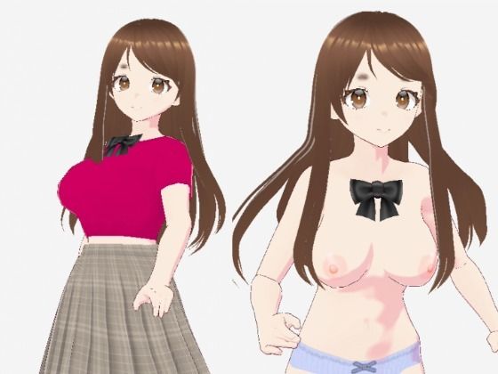 赤いシャツに蝶ネクタイの巨乳美女（セリフなし  3DCGモデル  イラスト集）_0